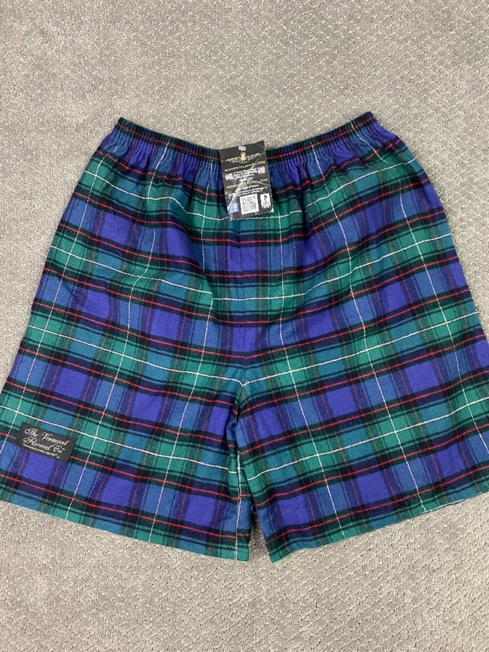 Vermont Flannel Company Flannel Shorts Mens XXL Blue Green Plaid Campbell Tartan